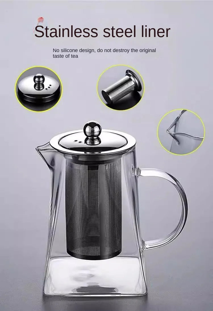 Glass Teapot with Infuser Tea Set Kettle Maker Infusers Jug Teaware Kitchen Dining Bar Home Tea Kit Glass Teapot Samovar