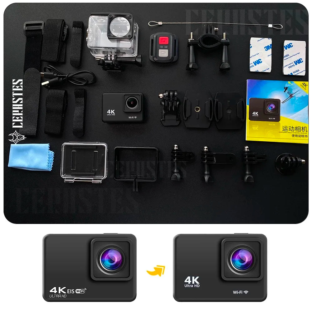 2025 NEW Action Camera 4K 60FPS WiFi Anti-shake With Remote Control Screen Waterproof Sport Camera drive recorder EIS