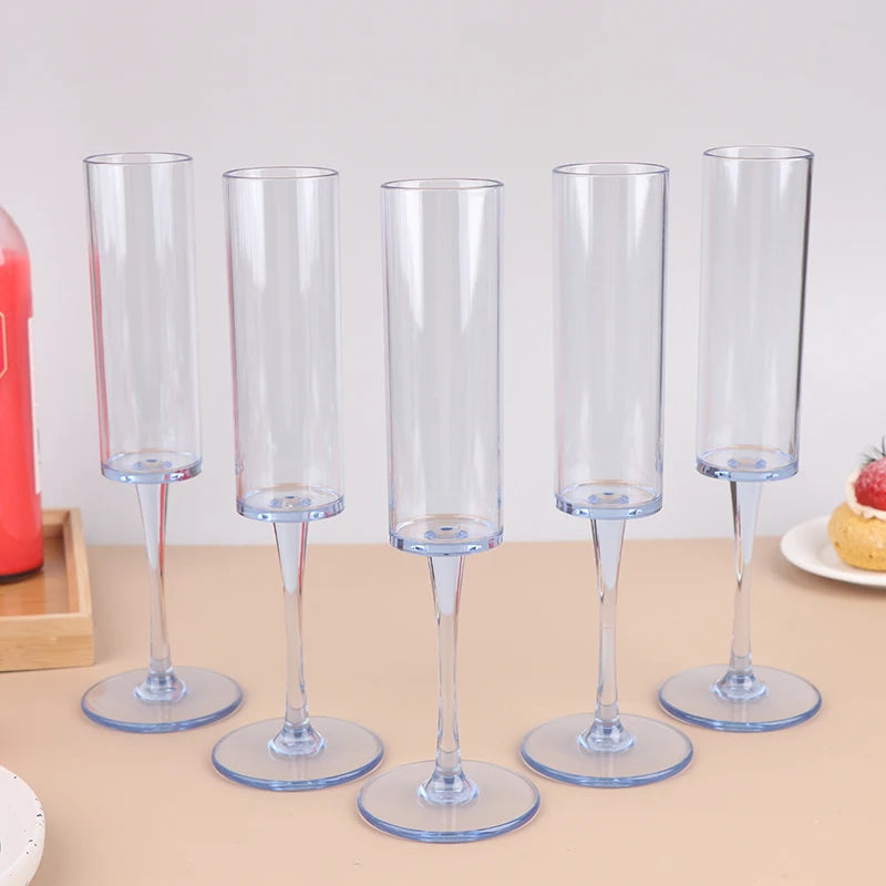 5Pcs Acrylic Champagne Goblet Glasses Cup Transparent Cocktail Glass Cups Creative Anti-fall Goblet For Bar Pubs Clubs Drinkware