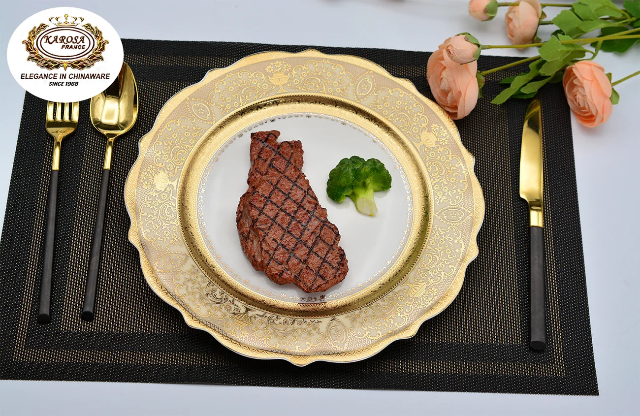 New fashionable shape for bone china dinner set embossed gold decoration from Germany style