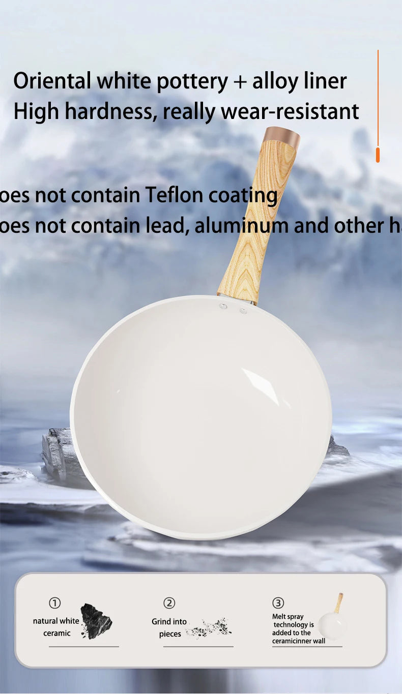 30cm Ceramic Wok Frying Pan Non-Stick Pan Home Steak Skillet Pancake Fried Induction Cooker Gas Stove Saucepan kitchen Cookware