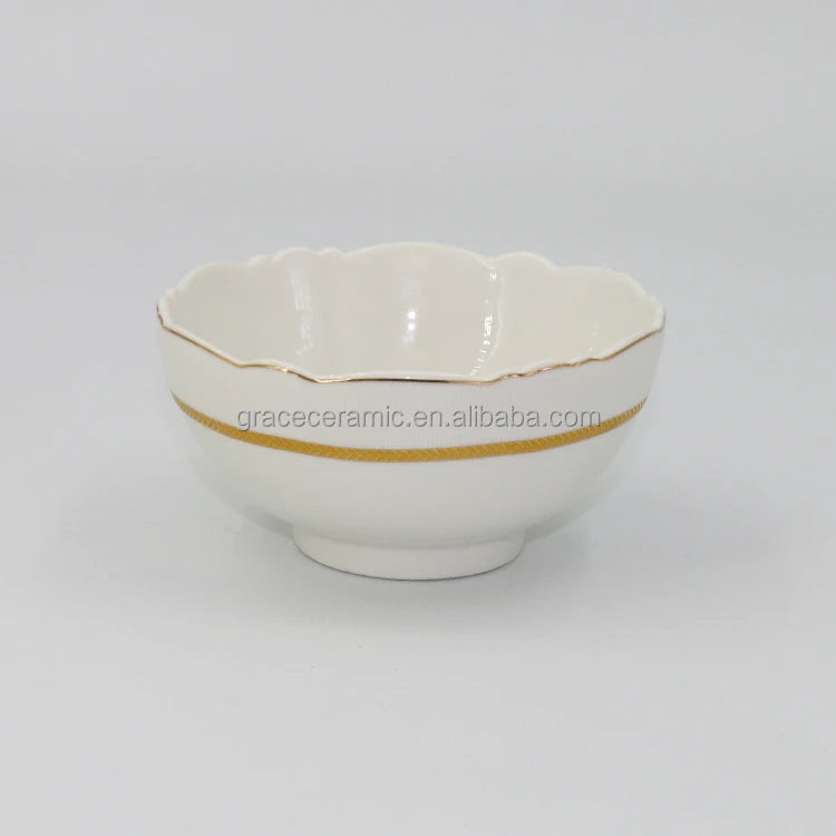 38 Pcs Royal White and Gold Line Ceramic Bone China Turkish Fine Porcelain Dinner Set Dinnerware Sets Luxury