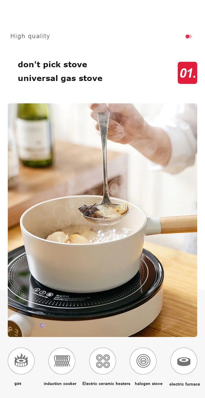 Korean Ceramic Non-Stick Wok Milk Pot Pan Non-Stick Pan Frying Pan Induction Cooker Gas Stove Universal Kitchen Pan For Cooking