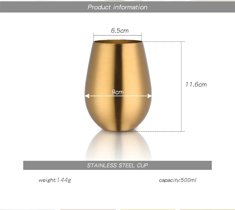 500ml Stainless Steel Beer Wine Cup Rose Gold Beer Tumbler Cocktail Juice Milk Cup Metal Drinking Mug for Bar Outdoor Drinkware