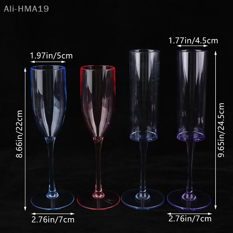 5Pcs Acrylic Champagne Goblet Glasses Cup Transparent Cocktail Glass Cups Creative Anti-fall Goblet For Bar Pubs Clubs Drinkware