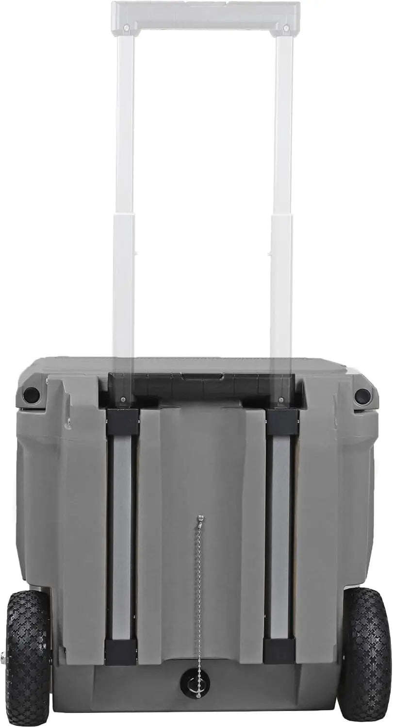 45 Quart Towable Roto Molded Ice Chest Outdoor Camping Cooler with Wheels | Pro Tough Durable Outdoor Camping Fishing Ice Chest