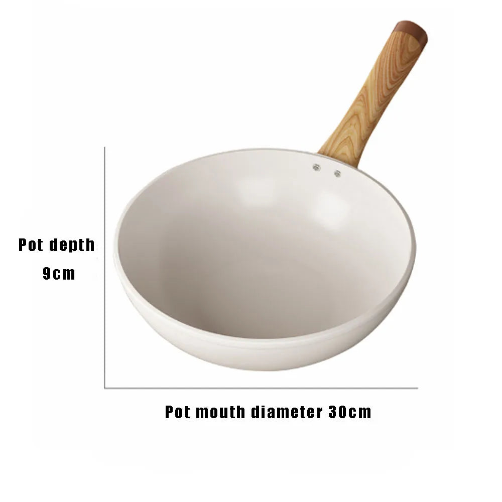 30cm Ceramic Wok Frying Pan Non-Stick Pan Home Steak Skillet Pancake Fried Induction Cooker Gas Stove Saucepan kitchen Cookware