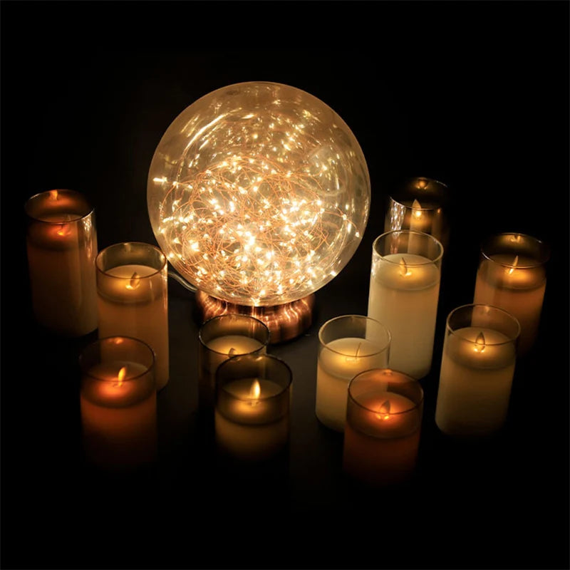 LED Lights for Home Electronic Candle LED Candle Decoration LED Glass Candle Full Set Remote Control Timer for Christmas Wedding