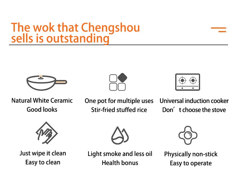 30cm Ceramic Wok Frying Pan Non-Stick Pan Home Steak Skillet Pancake Fried Induction Cooker Gas Stove Saucepan kitchen Cookware