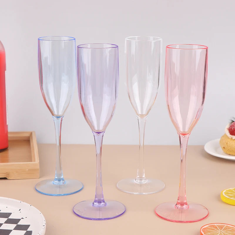 5Pcs Acrylic Champagne Goblet Glasses Cup Transparent Cocktail Glass Cups Creative Anti-fall Goblet For Bar Pubs Clubs Drinkware