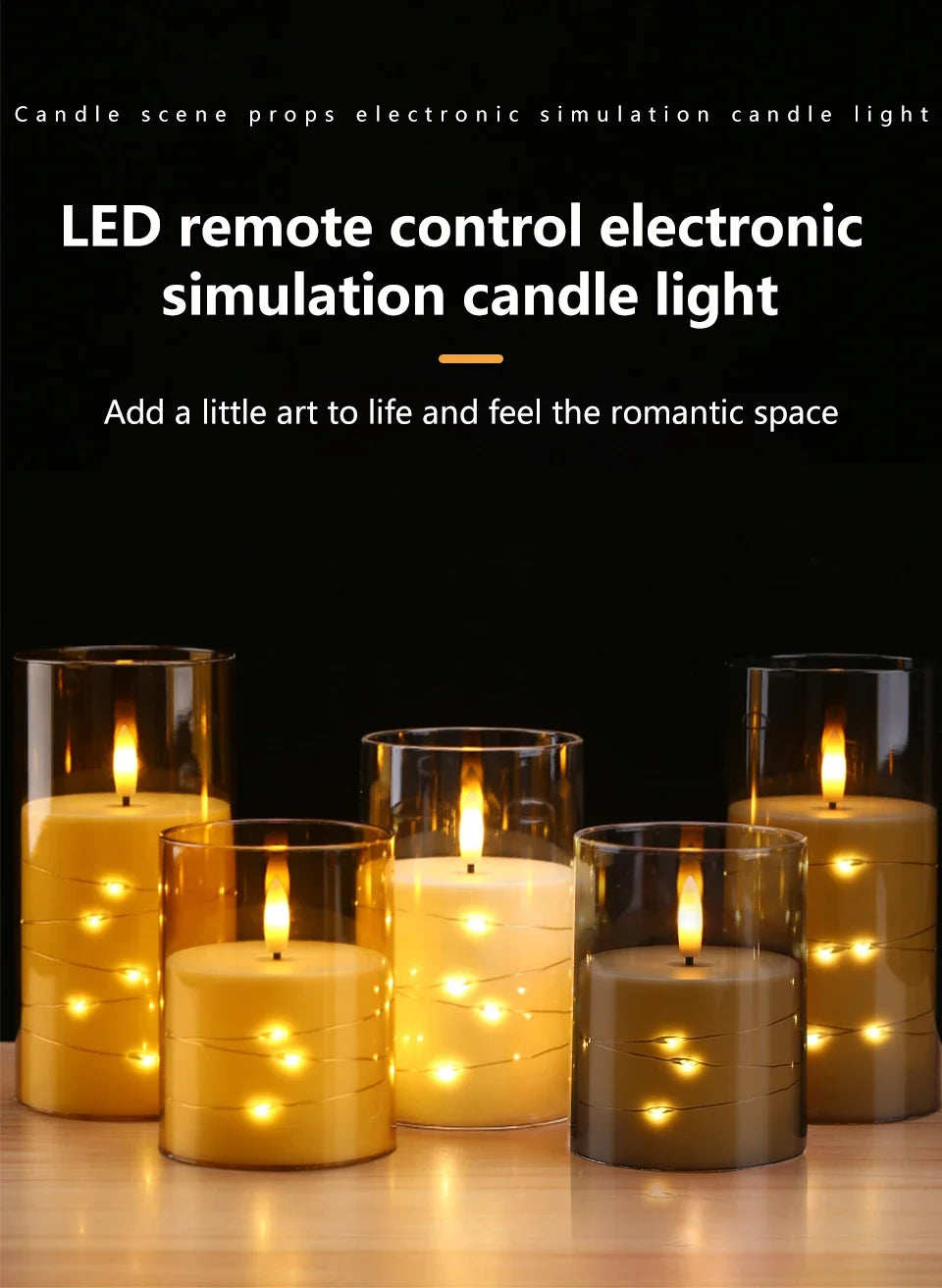 Flameless LED Candles with Embedded Star String Battery Operated Flickering Pillar Candle Light with Remote and Timer Home Decor