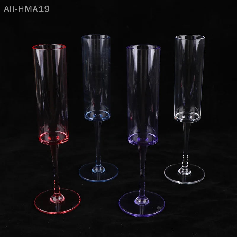 5Pcs Acrylic Champagne Goblet Glasses Cup Transparent Cocktail Glass Cups Creative Anti-fall Goblet For Bar Pubs Clubs Drinkware