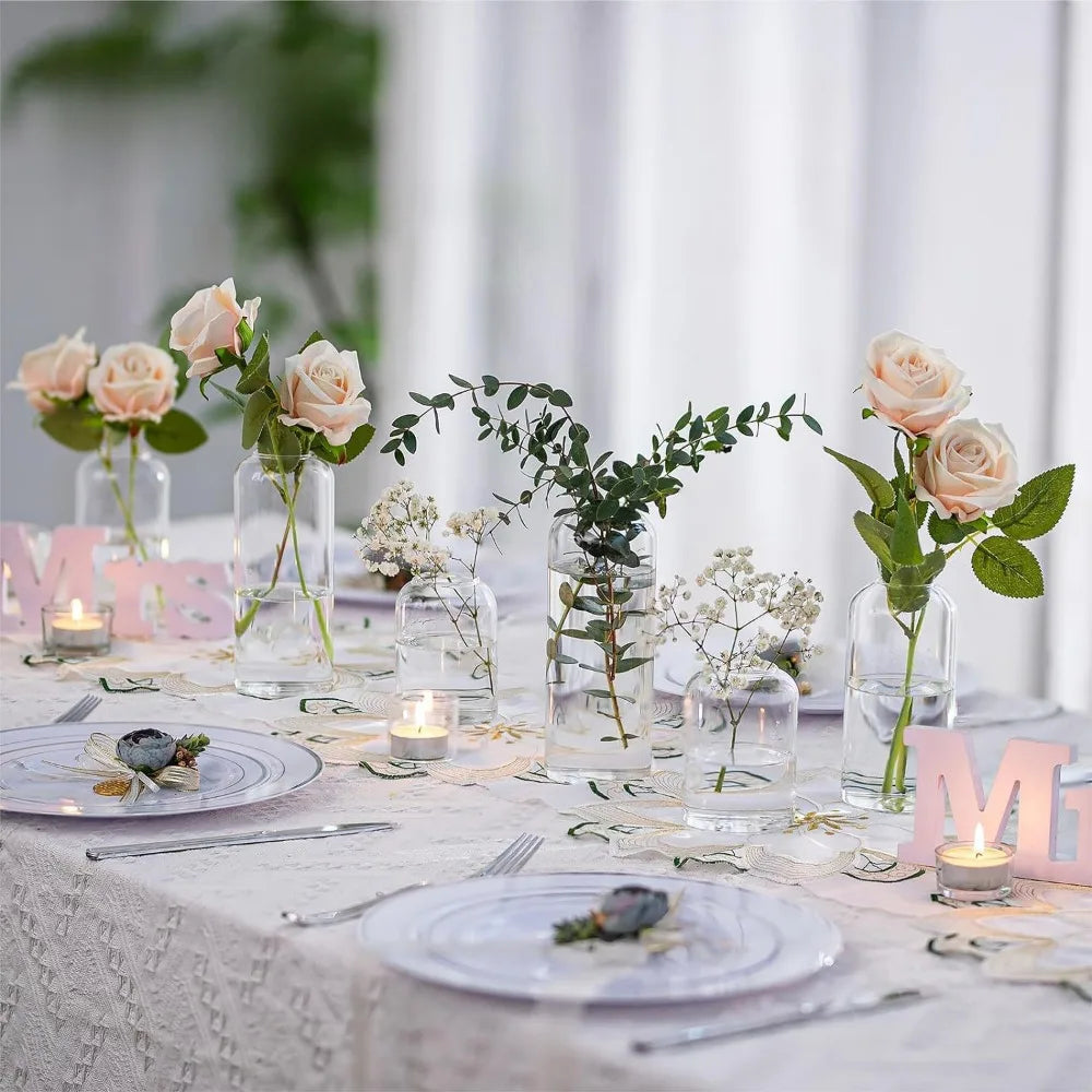 3Pcs/set Clear Small Glass Bud Vases in Bulk Modern Cylinder Glass Vase for Wedding Party Dining Table Centerpieces Decoration