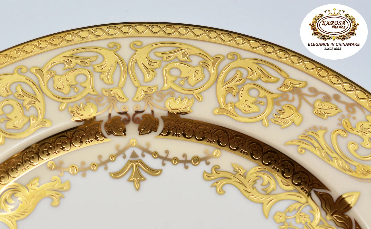 Bone China platinum decoration design tableware porcelain Dinner Soup Plate Gold Rim Dishes and bowl Set