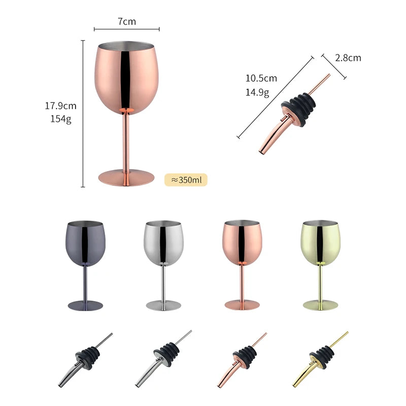 2PCS 350ml Wine Glass Stainless Steel Gold Goblet Champagne Cups Metal Juice Drinking Glass Luxury Barware Kitchen Tools