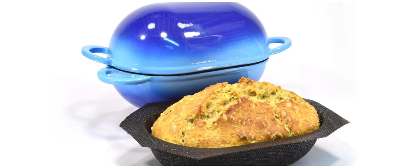Enameled Cast Iron Dutch Oven for Sourdough Bread Baking Artisan Bread Heavy Duty Oval Loaf Pan 9 " 2 Qt Oven Safe Baking Mold