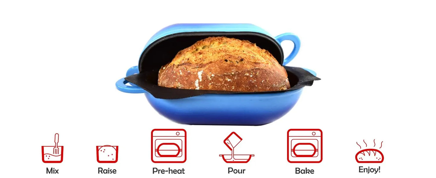 Enameled Cast Iron Dutch Oven for Sourdough Bread Baking Artisan Bread Heavy Duty Oval Loaf Pan 9 " 2 Qt Oven Safe Baking Mold