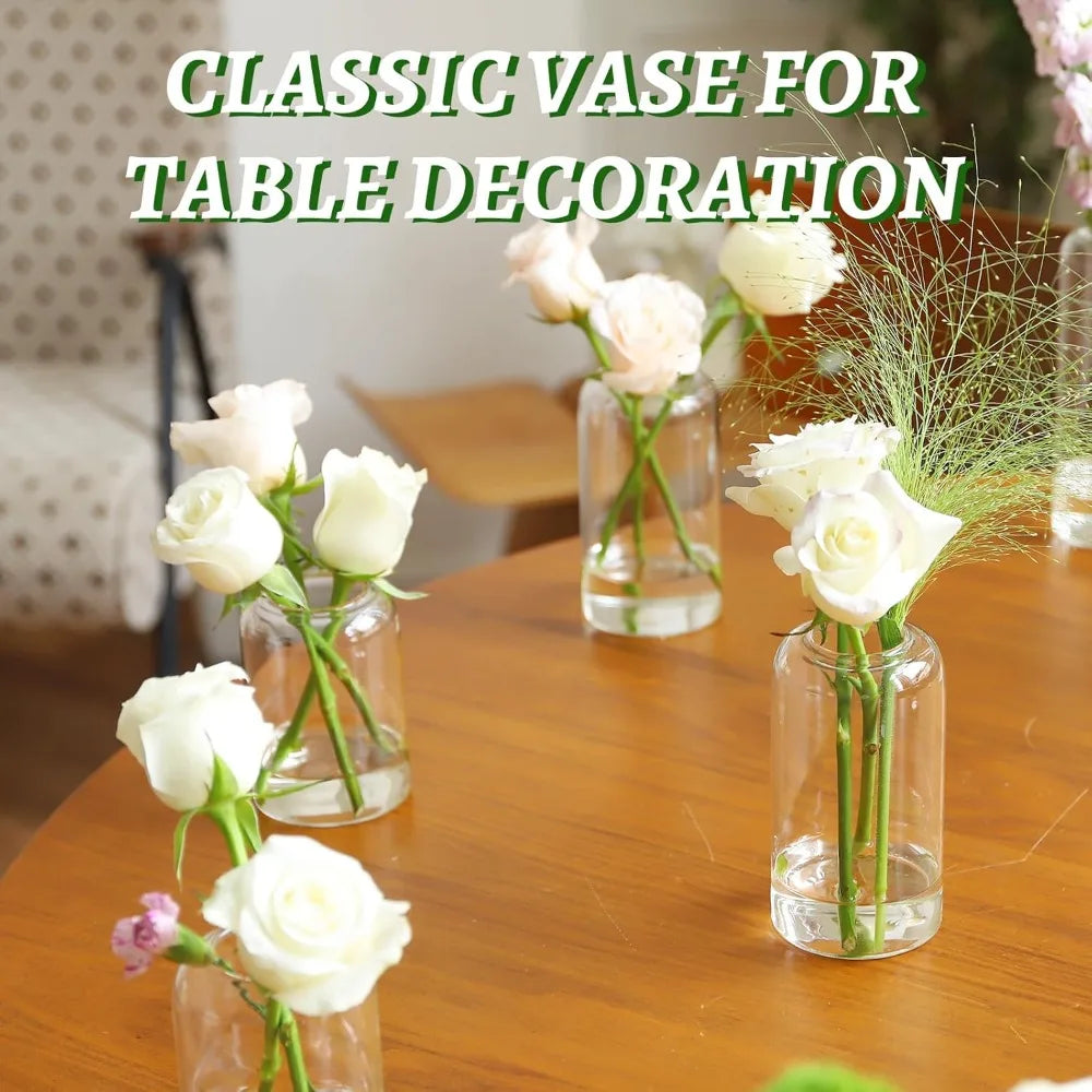 3Pcs/set Clear Small Glass Bud Vases in Bulk Modern Cylinder Glass Vase for Wedding Party Dining Table Centerpieces Decoration