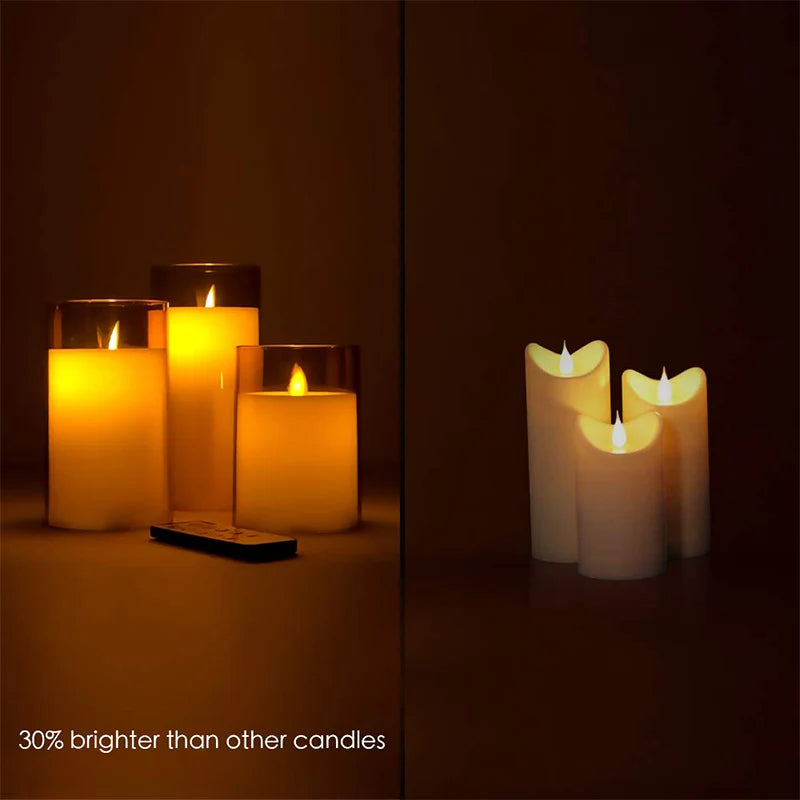 LED Lights for Home Electronic Candle LED Candle Decoration LED Glass Candle Full Set Remote Control Timer for Christmas Wedding