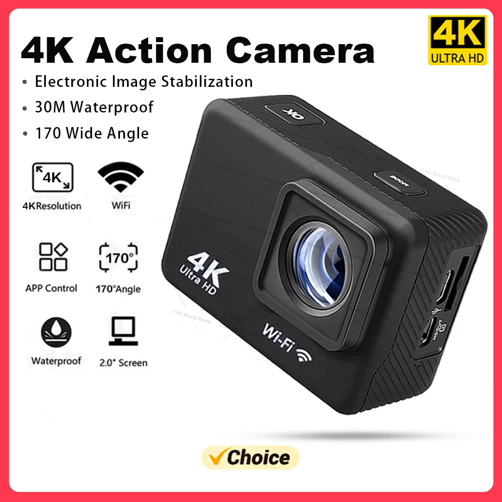 2025 NEW Action Camera 4K 60FPS WiFi Anti-shake With Remote Control Screen Waterproof Sport Camera drive recorder EIS
