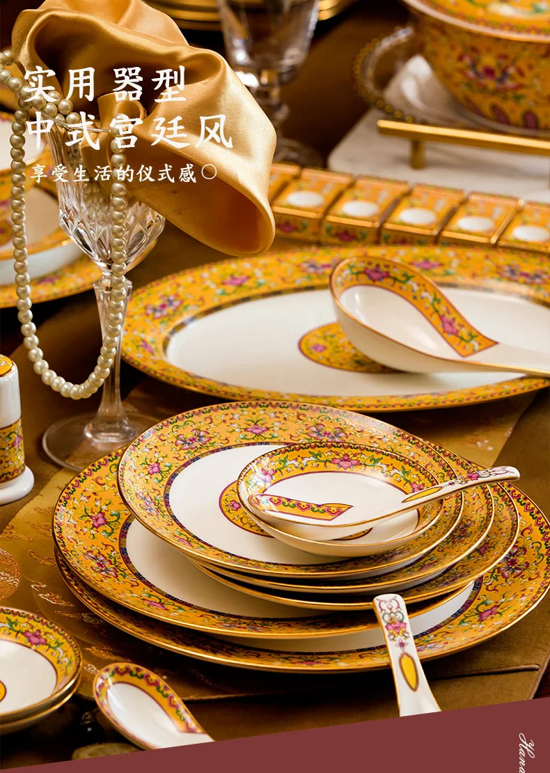 Fine Luxury Guests Dinnerware Sets Home Kitchen Wedding Dining Room Tableware Set Catering Supplies Vajillas Para Cocina Dishes
