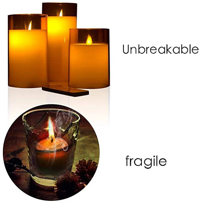 LED Lights for Home Electronic Candle LED Candle Decoration LED Glass Candle Full Set Remote Control Timer for Christmas Wedding
