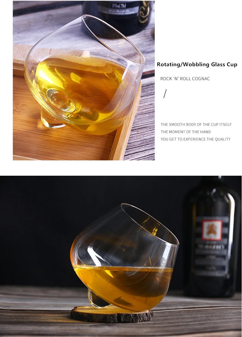 Whisky Beer Glass Cup Belly Whiskey Verres Drinking Tumbler Cocktail Wine Vaso Spin Whiskey Tazas Brandy Cups Rotate Drinkware