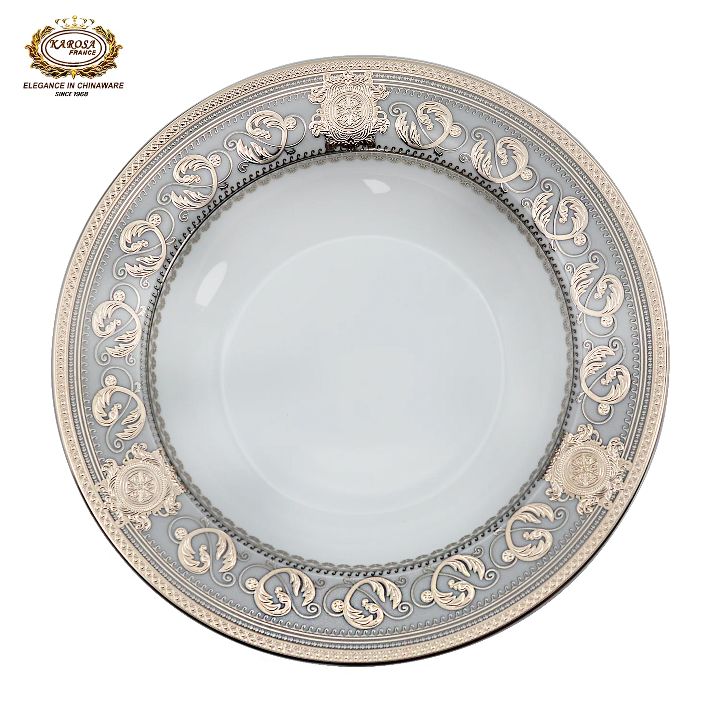 Bone China platinum decoration design tableware porcelain Dinner Soup Plate Gold Rim Dishes and bowl Set