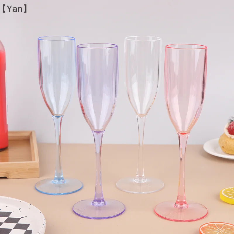 5Pcs Acrylic Champagne Goblet Glasses Cup Transparent Cocktail Glass Cups Creative Anti-fall Goblet For Bar Pubs Clubs Drinkware