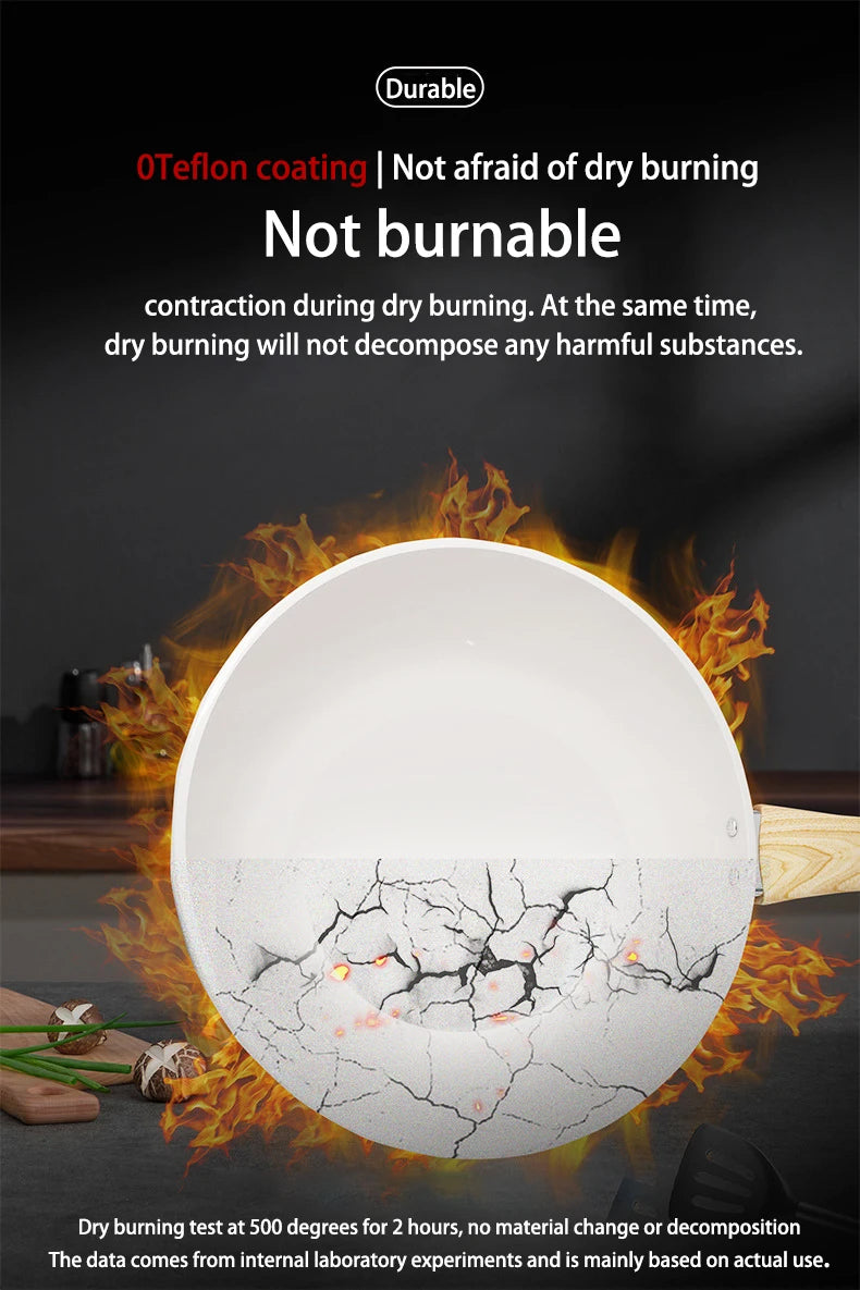 30cm Ceramic Wok Frying Pan Non-Stick Pan Home Steak Skillet Pancake Fried Induction Cooker Gas Stove Saucepan kitchen Cookware