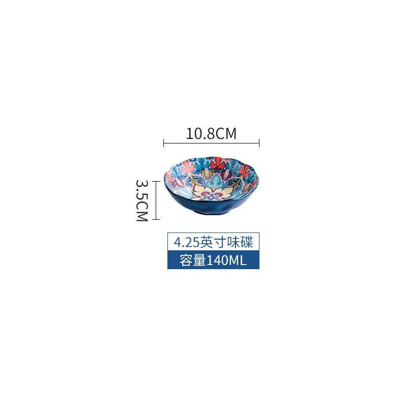 Baroque dish set Creative ceramic tableware Rice rice bowl soup noodles large bowl Household handle bowl Fish plate dish