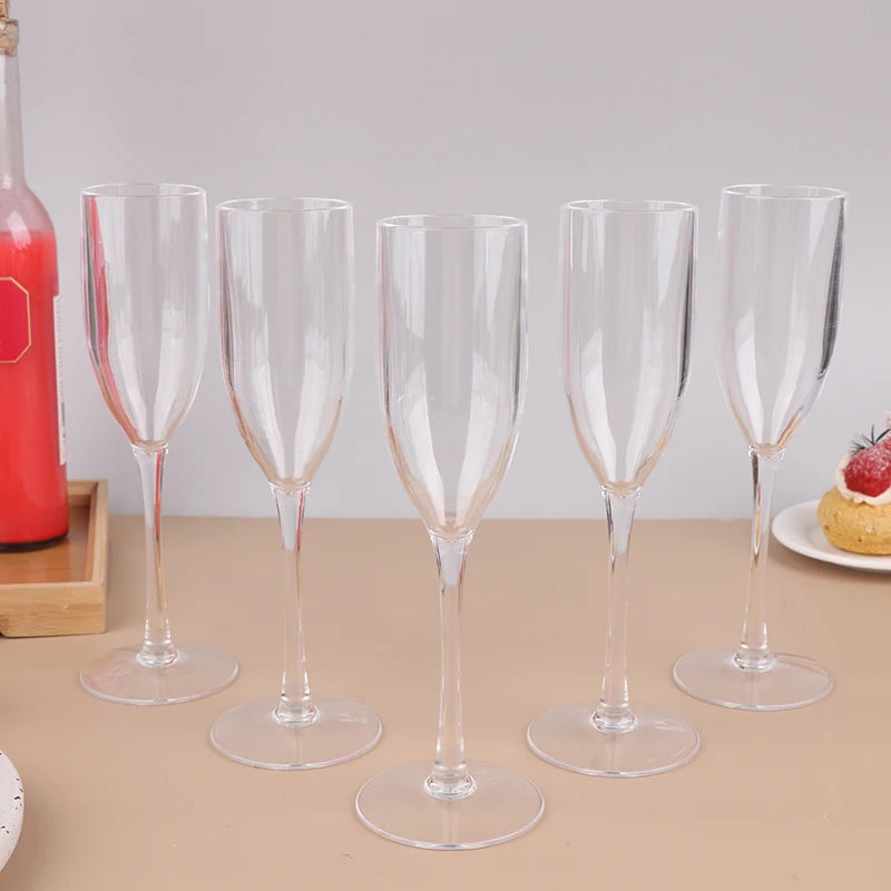 5Pcs Acrylic Champagne Goblet Glasses Cup Transparent Cocktail Glass Cups Creative Anti-fall Goblet For Bar Pubs Clubs Drinkware