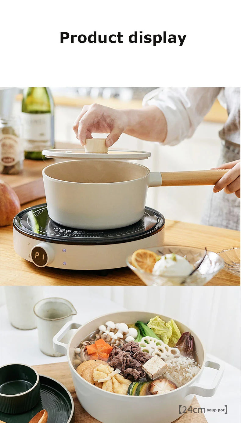Korean Ceramic Non-Stick Wok Milk Pot Pan Non-Stick Pan Frying Pan Induction Cooker Gas Stove Universal Kitchen Pan For Cooking