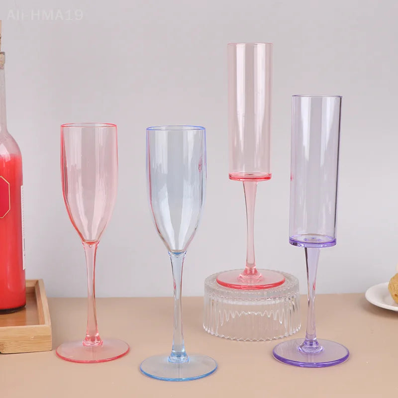 5Pcs Acrylic Champagne Goblet Glasses Cup Transparent Cocktail Glass Cups Creative Anti-fall Goblet For Bar Pubs Clubs Drinkware