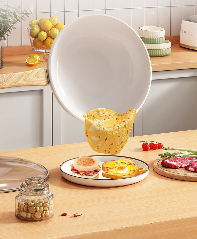 30cm Ceramic Wok Frying Pan Non-Stick Pan Home Steak Skillet Pancake Fried Induction Cooker Gas Stove Saucepan kitchen Cookware