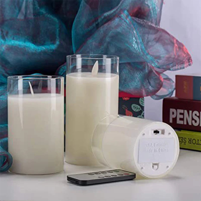 LED Lights for Home Electronic Candle LED Candle Decoration LED Glass Candle Full Set Remote Control Timer for Christmas Wedding