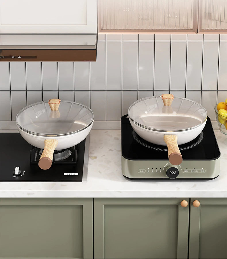 30cm Ceramic Wok Frying Pan Non-Stick Pan Home Steak Skillet Pancake Fried Induction Cooker Gas Stove Saucepan kitchen Cookware