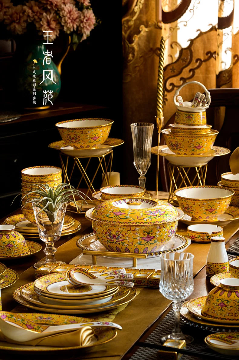 Fine Luxury Guests Dinnerware Sets Home Kitchen Wedding Dining Room Tableware Set Catering Supplies Vajillas Para Cocina Dishes
