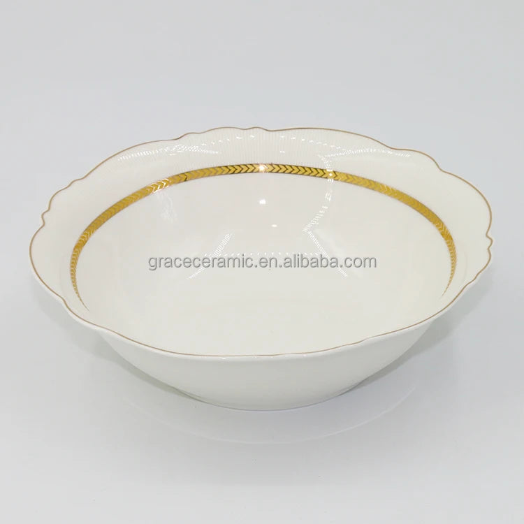38 Pcs Royal White and Gold Line Ceramic Bone China Turkish Fine Porcelain Dinner Set Dinnerware Sets Luxury