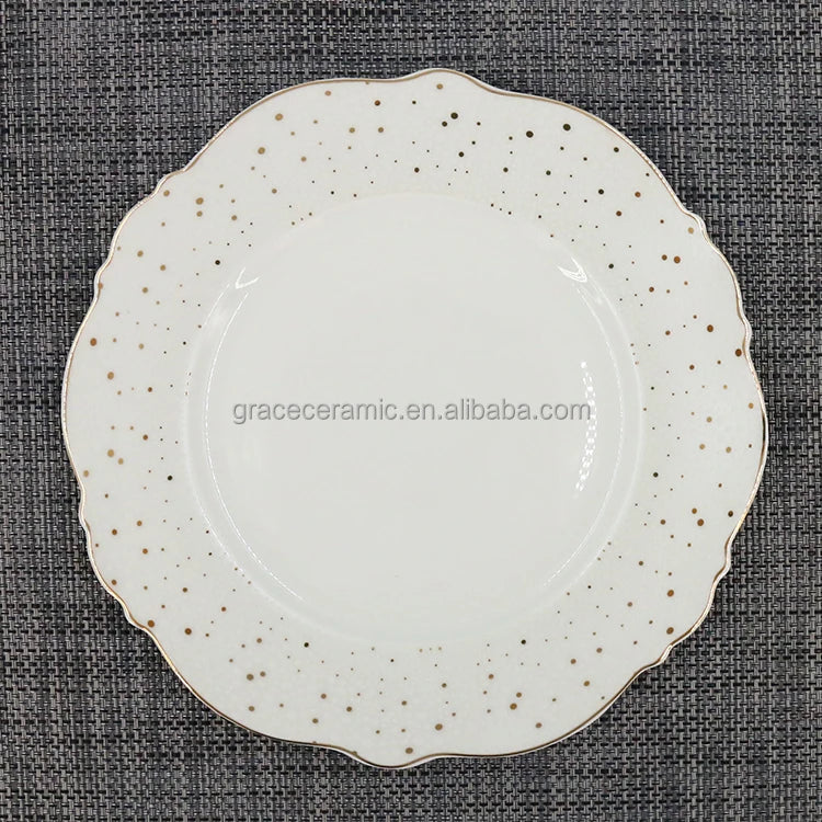 38 Pcs Royal White and Gold Line Ceramic Bone China Turkish Fine Porcelain Dinner Set Dinnerware Sets Luxury