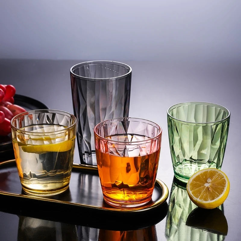 Unbreakable Acrylic Drinking Glasses Reusable Fruit Juice Beer Champagne Cup for Bar 490ml Shatterproof Water Tumblers