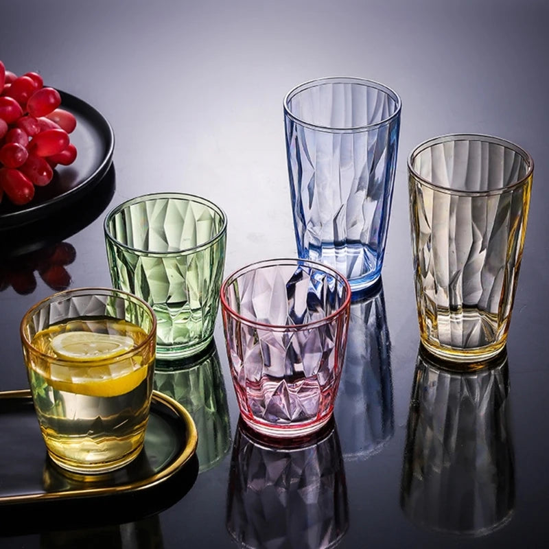 Unbreakable Acrylic Drinking Glasses Reusable Fruit Juice Beer Champagne Cup for Bar 490ml Shatterproof Water Tumblers