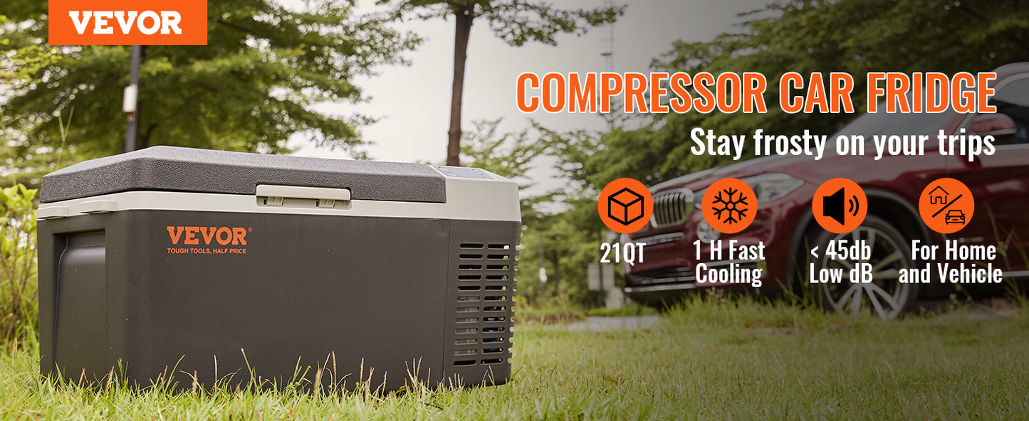 VEVOR 20L Portable Car Refrigerator Compressor Fridge Freezer Cooler Ice Box Keep Cool for Camping Fishing