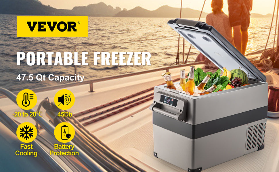 VEVOR 20L 22L 35L 45L 55L Car Refrigerator Mini Fridge Freezer Portable Compressor Cooler 12/24V DC 110-240V Ice Box for Camping