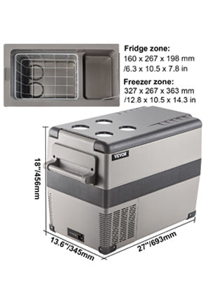 VEVOR 20L 22L 35L 45L 55L Car Refrigerator Mini Fridge Freezer Portable Compressor Cooler 12/24V DC 110-240V Ice Box for Camping