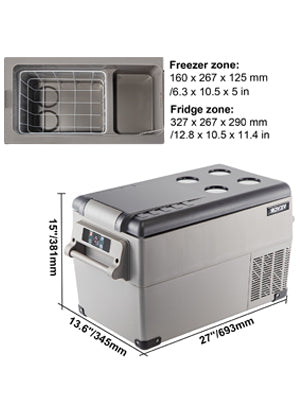 VEVOR 20L 22L 35L 45L 55L Car Refrigerator Mini Fridge Freezer Portable Compressor Cooler 12/24V DC 110-240V Ice Box for Camping