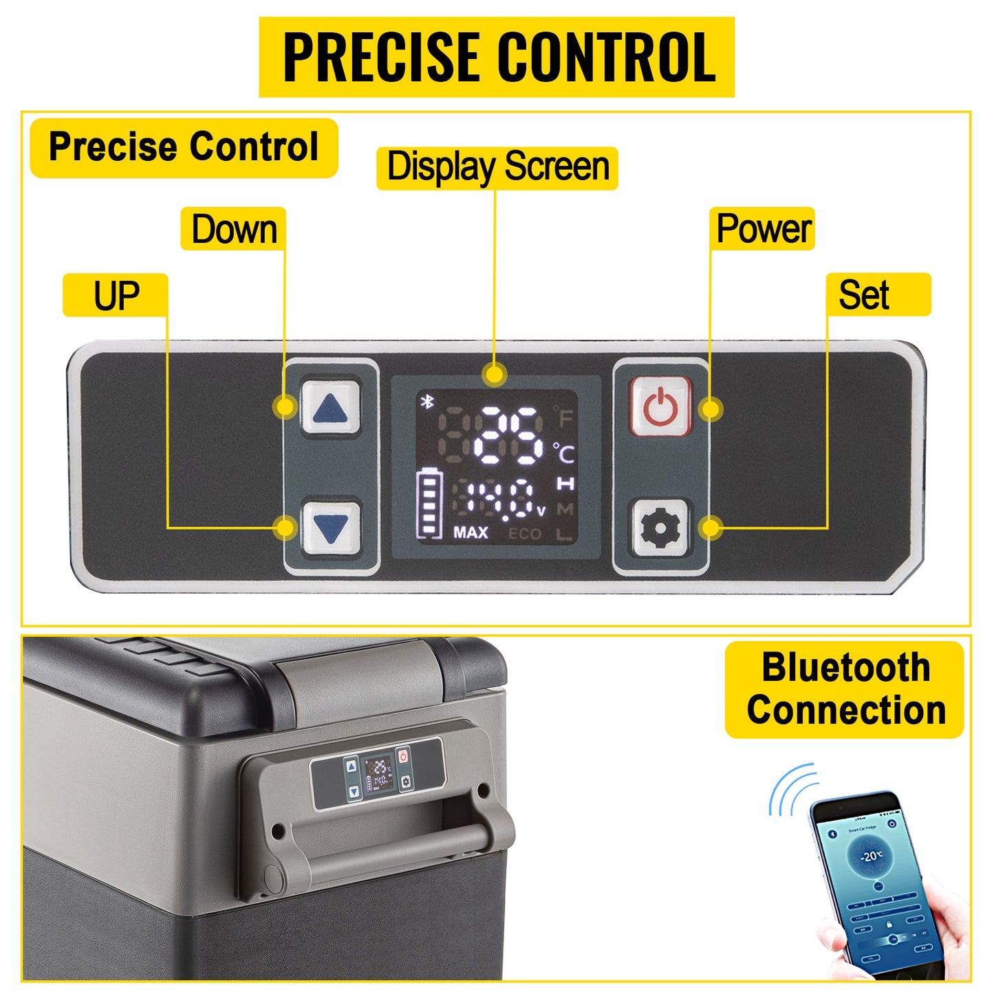 VEVOR 55L Car Refrigerator Mini Fridge Freezer Portable Compressor Cooler 12/24V DC 110-240V Ice Box for Camping
