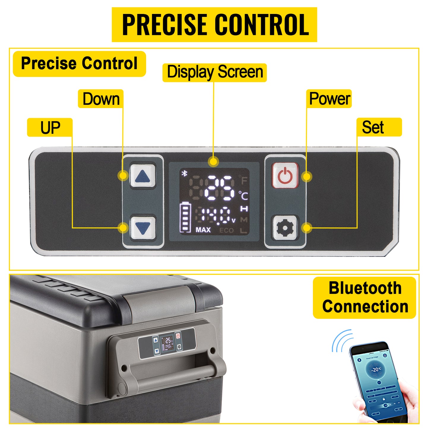VEVOR 20L 22L 35L 45L 55L Car Refrigerator Mini Fridge Freezer Portable Compressor Cooler 12/24V DC 110-240V Ice Box for Camping