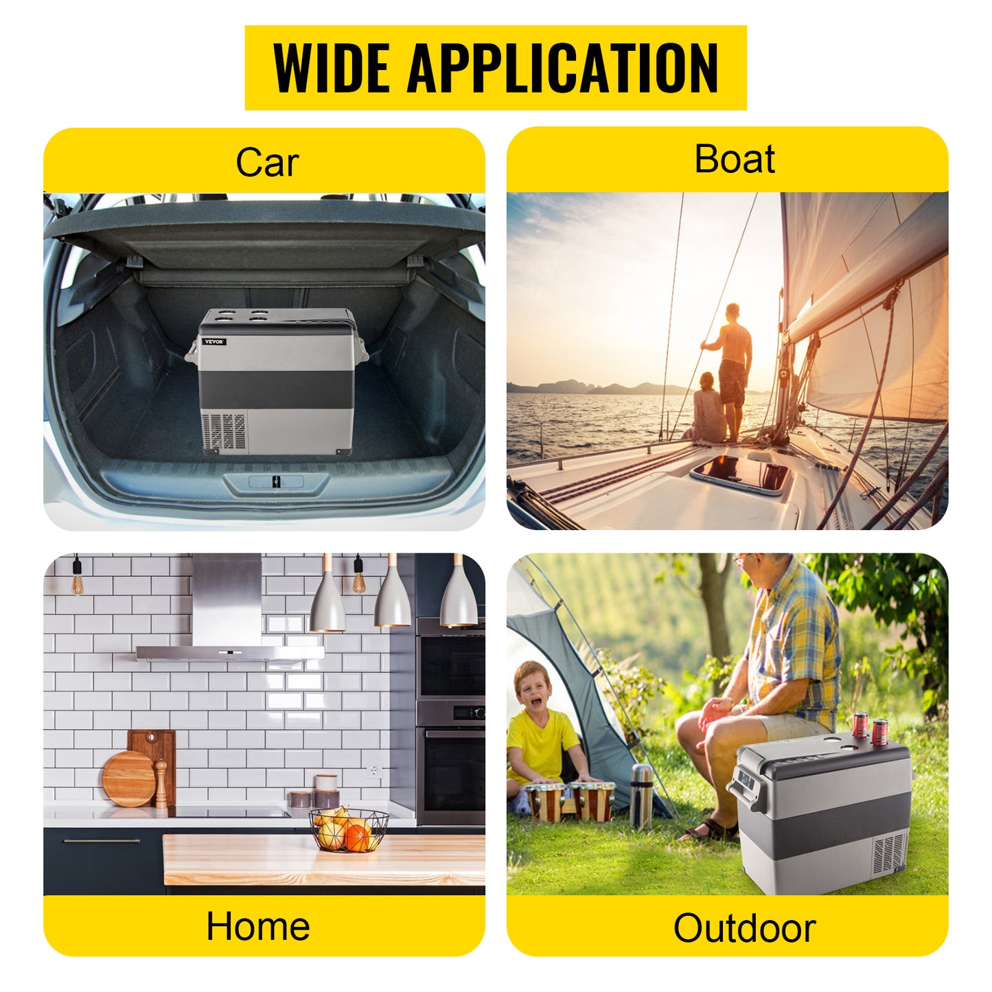 VEVOR 55L Car Refrigerator Mini Fridge Freezer Portable Compressor Cooler 12/24V DC 110-240V Ice Box for Camping