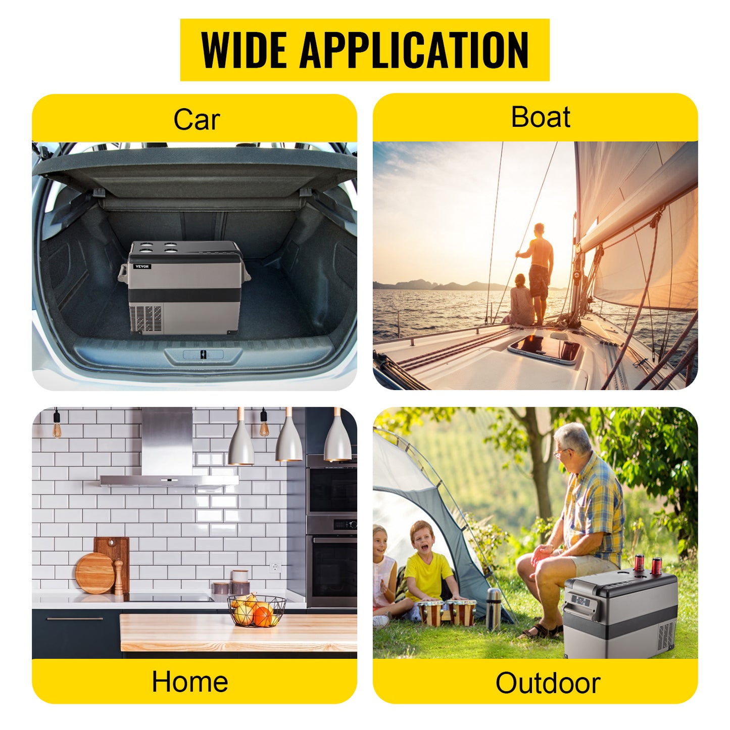 VEVOR 20L 22L 35L 45L 55L Car Refrigerator Mini Fridge Freezer Portable Compressor Cooler 12/24V DC 110-240V Ice Box for Camping
